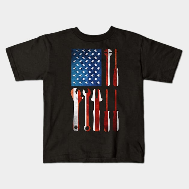 The Official Mechanic USA Flag Kids T-Shirt by paola.illustrations